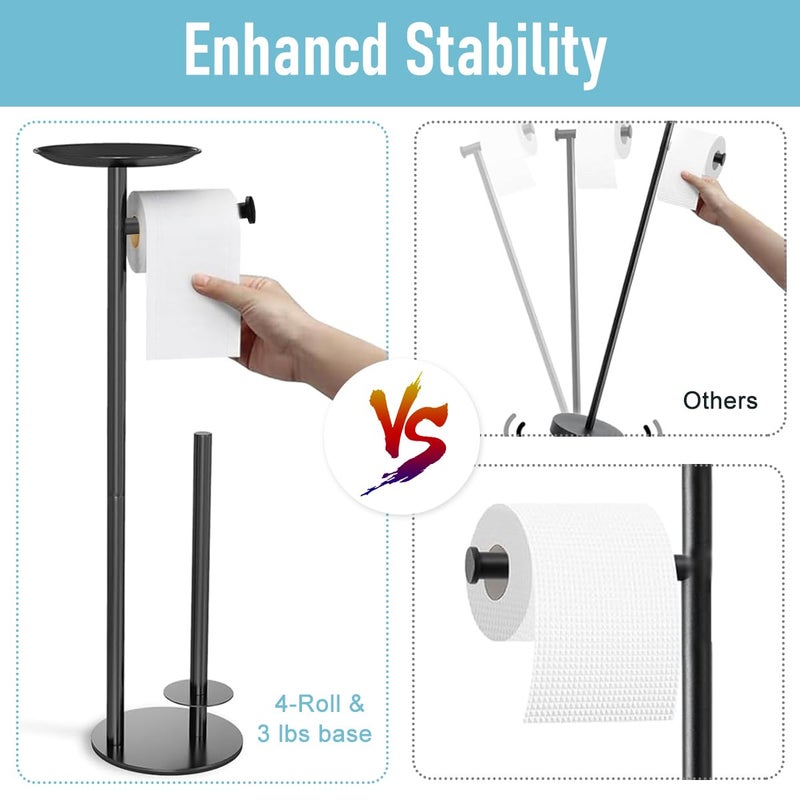 Supvox® Toilet Paper Roll Holder 25.79 INCH Toilet Paper Stand for Bathroom 4 Rolls Capacity Top Mobile Phone Tray Design Stainless Steel Kitchen Tissue Stand Tissue Roll Holder for Kitchen - Image 5