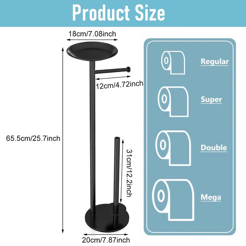 Supvox® Toilet Paper Roll Holder 25.79 INCH Toilet Paper Stand for Bathroom 4 Rolls Capacity Top Mobile Phone Tray Design Stainless Steel Kitchen Tissue Stand Tissue Roll Holder for Kitchen - Image 2