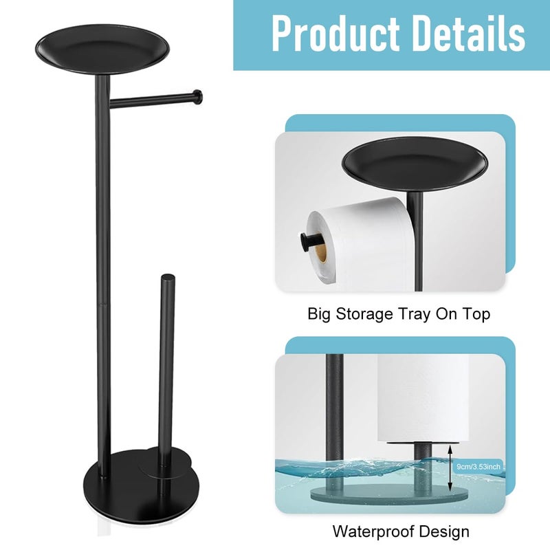 Supvox® Toilet Paper Roll Holder 25.79 INCH Toilet Paper Stand for Bathroom 4 Rolls Capacity Top Mobile Phone Tray Design Stainless Steel Kitchen Tissue Stand Tissue Roll Holder for Kitchen - Image 3
