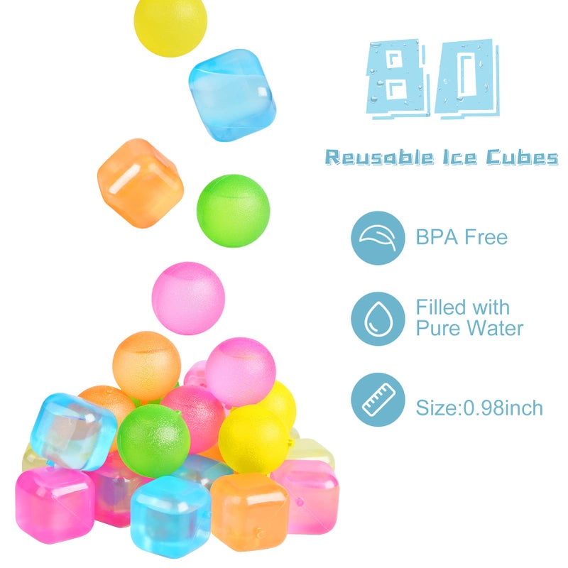 VOGVOG 80 Pack Reusable Ice Cube For Drinks  Globe Square Plastic Ice Cubes Without Diluting Bpa Free  Refreezable Ice Cubes For Coffee  Wine  Whiskey  Cocktails - Image 5