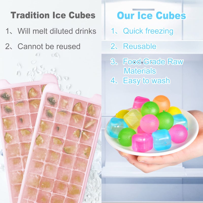 VOGVOG 80 Pack Reusable Ice Cube For Drinks  Globe Square Plastic Ice Cubes Without Diluting Bpa Free  Refreezable Ice Cubes For Coffee  Wine  Whiskey  Cocktails - Image 3