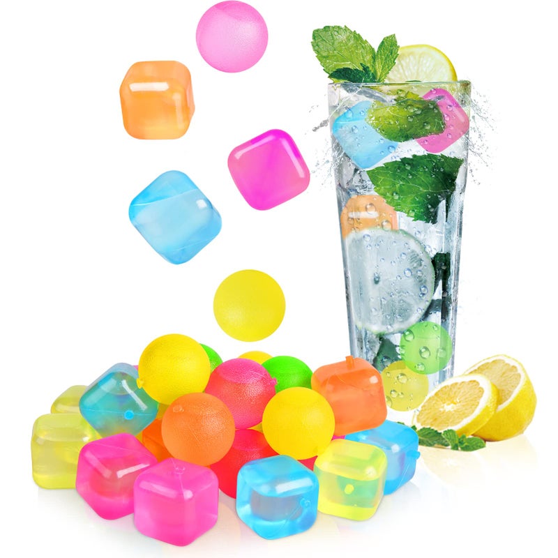 VOGVOG 80 Pack Reusable Ice Cube For Drinks  Globe Square Plastic Ice Cubes Without Diluting Bpa Free  Refreezable Ice Cubes For Coffee  Wine  Whiskey  Cocktails - Image 1