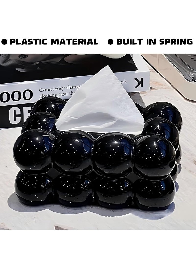 Generic Bubbles Black Tissue Box for Living Room, Cute Slim Lightweight Home Storage Box for Coffee Table, Creative Flexible Paper Box - Tissue Box for Hallway - Tissue Box Dispenser for Facial Tissues, Cloth Napkins, Dryer Papers - Protective Cover for Bathroom, Desks, Countertops, Vanity, Bedroom, Lampposts - Organizer for Bathroom, Bedroom, Office - Tissue Holder for Holding Facial Tissues in Bathroom, Living Room, Bedroom - Decorative Tissue Box - Pull Tissue Box - Office Tissue Box - Decorative Tissue Box  - Image 4