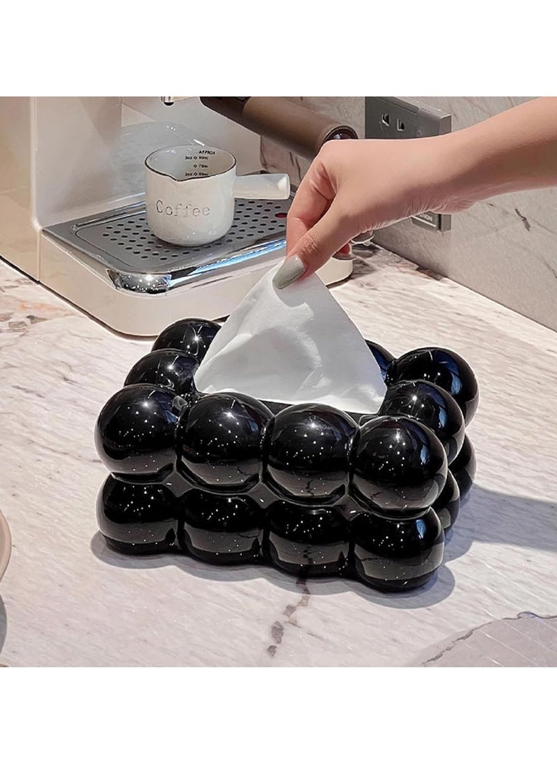 Generic Bubbles Black Tissue Box for Living Room, Cute Slim Lightweight Home Storage Box for Coffee Table, Creative Flexible Paper Box - Tissue Box for Hallway - Tissue Box Dispenser for Facial Tissues, Cloth Napkins, Dryer Papers - Protective Cover for Bathroom, Desks, Countertops, Vanity, Bedroom, Lampposts - Organizer for Bathroom, Bedroom, Office - Tissue Holder for Holding Facial Tissues in Bathroom, Living Room, Bedroom - Decorative Tissue Box - Pull Tissue Box - Office Tissue Box - Decorative Tissue Box  - Image 3