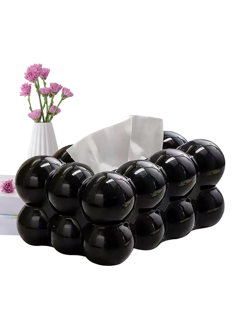 Generic Bubbles Black Tissue Box for Living Room, Cute Slim Lightweight Home Storage Box for Coffee Table, Creative Flexible Paper Box - Tissue Box for Hallway - Tissue Box Dispenser for Facial Tissues, Cloth Napkins, Dryer Papers - Protective Cover for Bathroom, Desks, Countertops, Vanity, Bedroom, Lampposts - Organizer for Bathroom, Bedroom, Office - Tissue Holder for Holding Facial Tissues in Bathroom, Living Room, Bedroom - Decorative Tissue Box - Pull Tissue Box - Office Tissue Box - Decorative Tissue Box  - Image 1
