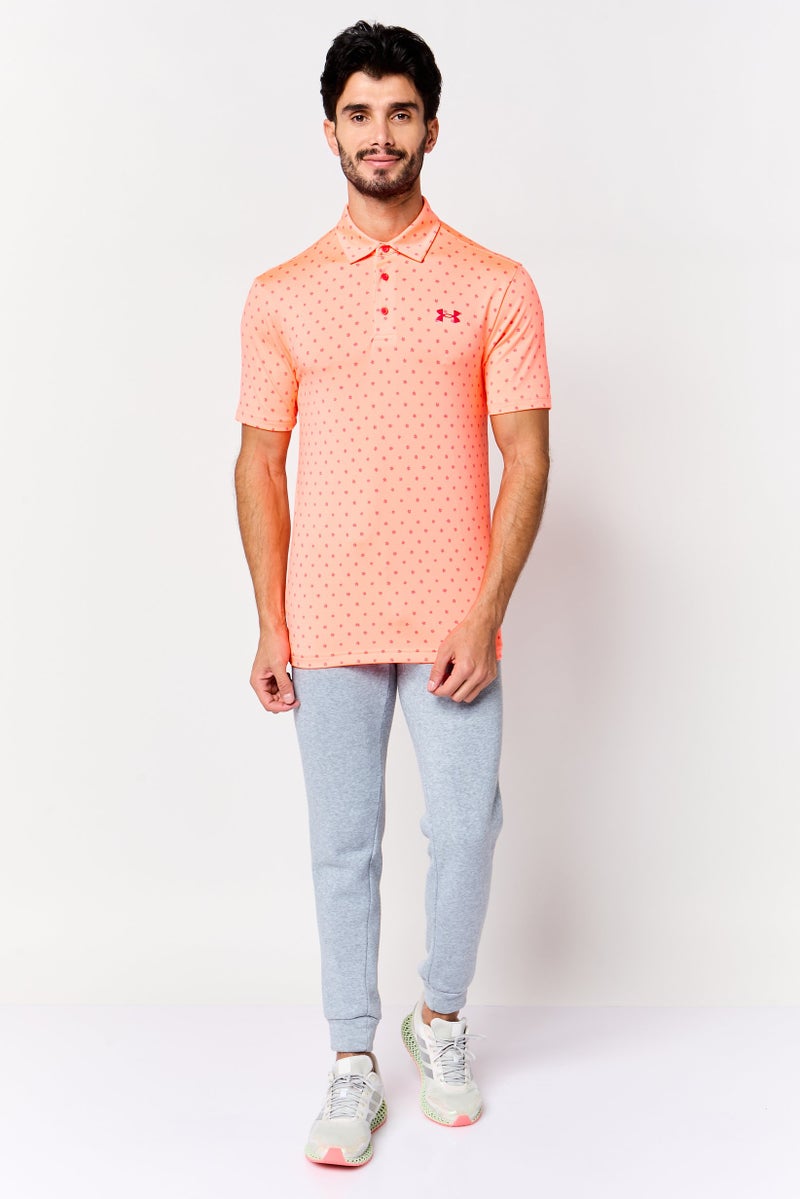UNDER ARMOUR Men Loose Fit Short Sleeve Playoff Outdoor Polo Shirt, Coral - Image 3