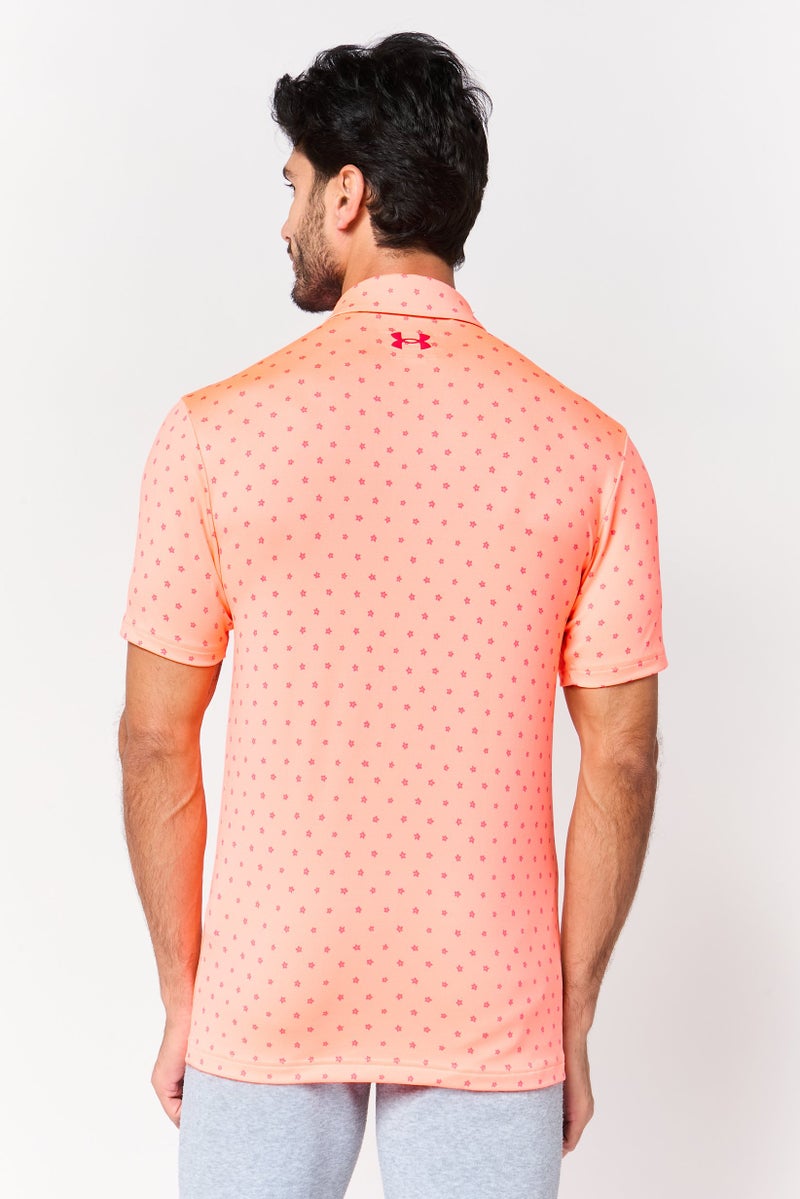 UNDER ARMOUR Men Loose Fit Short Sleeve Playoff Outdoor Polo Shirt, Coral - Image 2