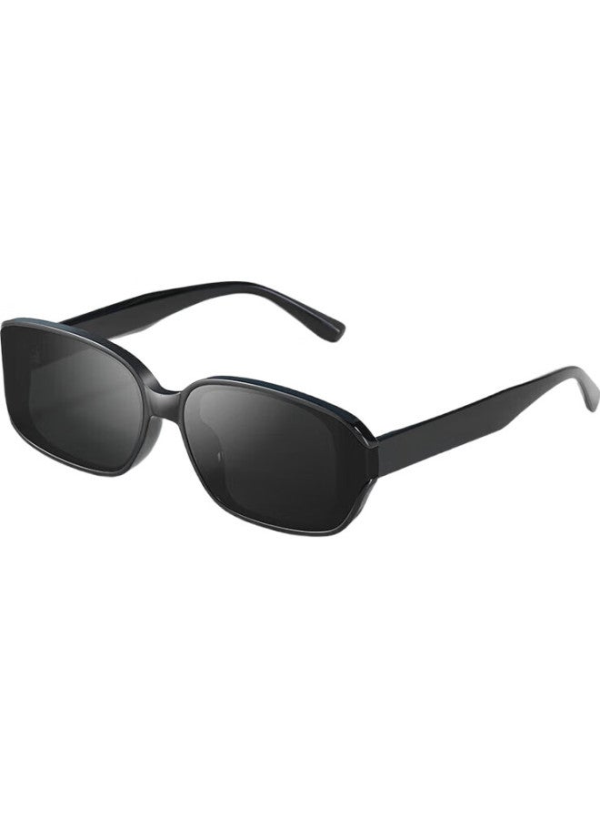 Mimikawa River Sunglasses Men'S Fashion Cat Eye Sunglasses Women'S Small Narrow Frame Sunscreen Sunshade Uv Protection Black Frame-Black Gray - Image 3