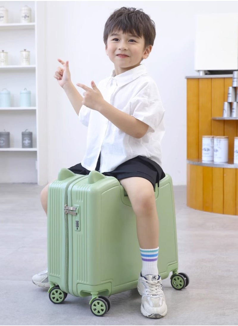 Generic 20" Kids Ride-on Suitcase, Cute Cat Ear Kids Luggage with Spinner Wheels, ABS PC Material Hardside Wear-resisting Compressive Trolly Luggage Case for Girls and Boys  - Image 1