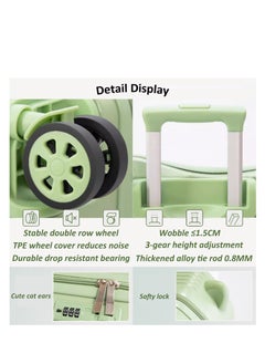 Generic 20" Kids Ride-on Suitcase, Cute Cat Ear Kids Luggage with Spinner Wheels, ABS PC Material Hardside Wear-resisting Compressive Trolly Luggage Case for Girls and Boys  - Image 4