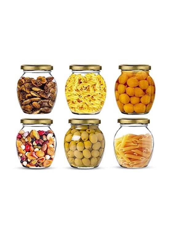 Prachi Enterprise Prachi Enterprise Airtight Glass Jars and Container For Kitchen Items and Accessories Mataki Glass Jar with Metal Lid For Ghee Pickle Dryfruits Tea Coffee Sugar 400 ml 6 pcs  - Image 1