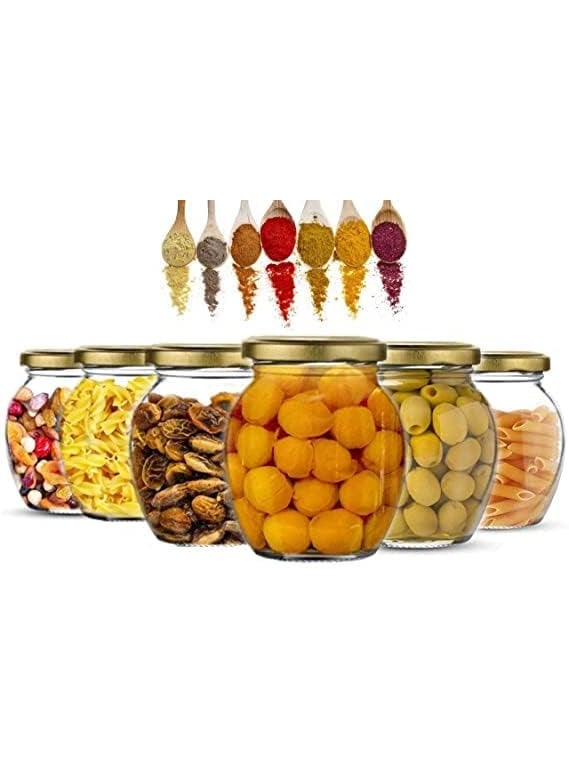 Prachi Enterprise Prachi Enterprise Airtight Glass Jars and Container For Kitchen Items and Accessories Mataki Glass Jar with Metal Lid For Ghee Pickle Dryfruits Tea Coffee Sugar 400 ml 6 pcs  - Image 4