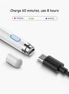 joyzzz Active Digital Stylus Pen for Android,iOS, iPad/iPad 2/New iPad 3/iPad4/iPad Pro/iPad Mini/iPad Mini 2/3 /4 and Most Tablet,1.5mm Fine Point Rechargeable（White）  - Image 5