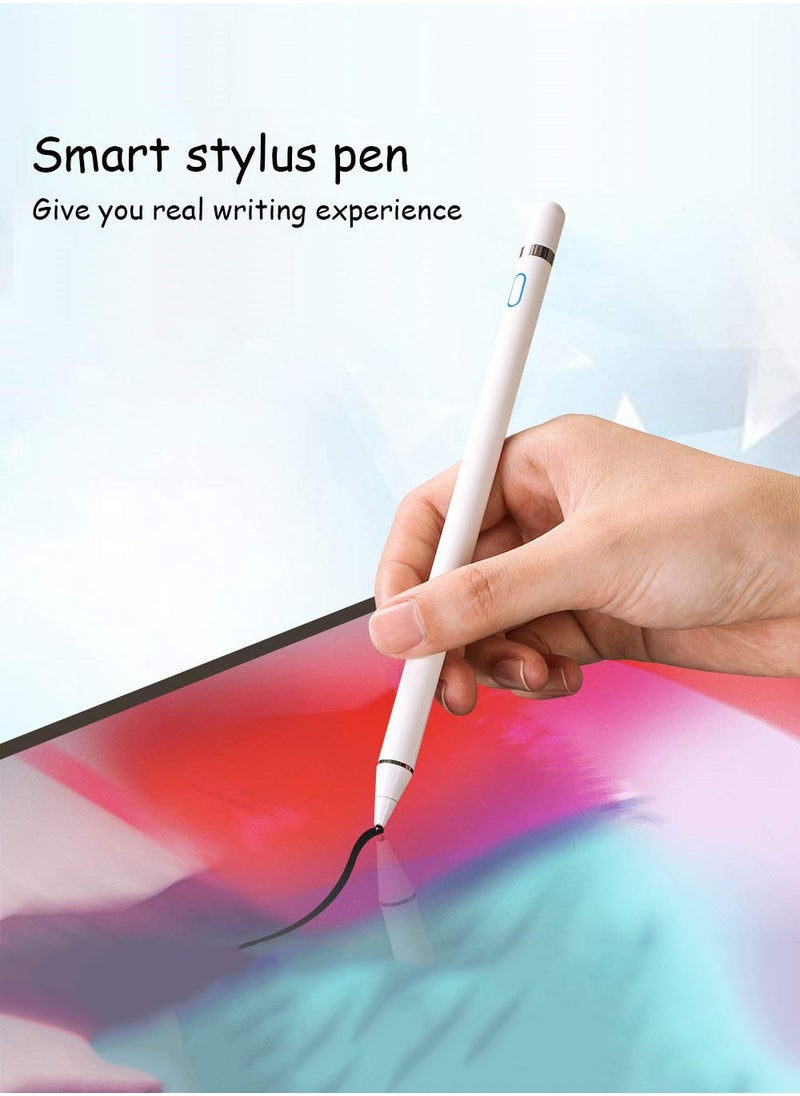جويز قلم ستايلس رقمي نشط للأندرويد وiPad/iPad 2/iPad الجديد 3/iPad4/iPad Pro/iPad Mini/iPad Mini 2/3/4 ومعظم الأجهزة اللوحية، 1.5 مم قابل لإعادة الشحن ذو نقطة دقيقة （أبيض）  - Image 2