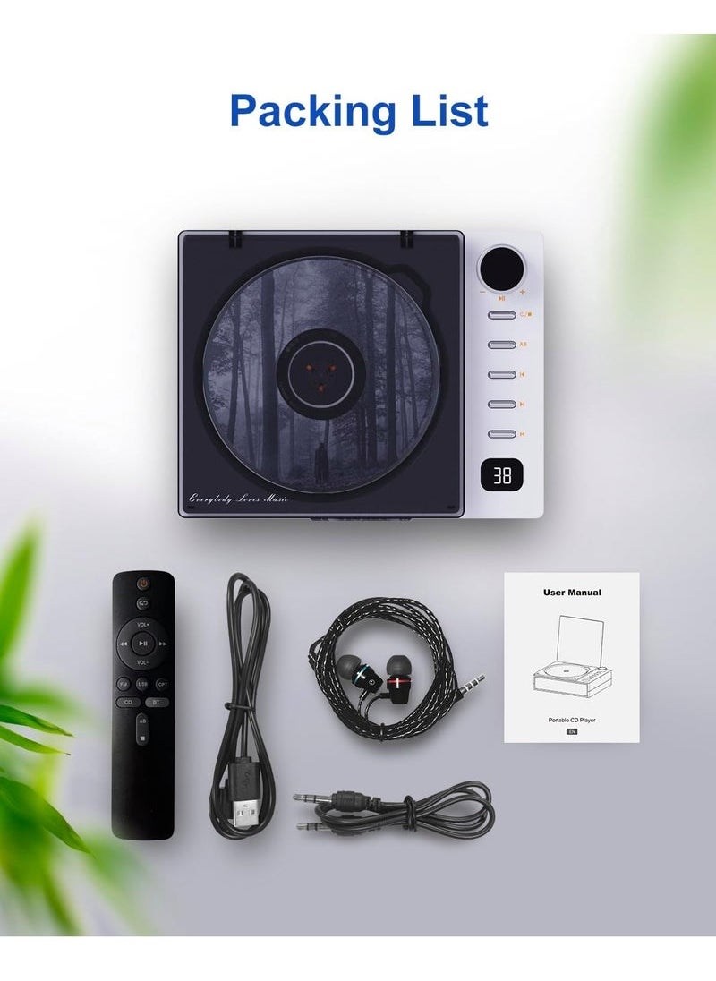 Generic - CD Player Portable, Leapwell Portable CD Player with Speakers Bluetooth for Car Home, Small Compact Desktop Retro CD Player Rechargeable with Headphones Radio, Personal CD Players with FM USB - Image 1