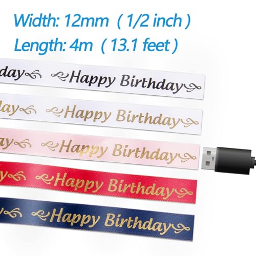 WEEMAY 5 Pack Satin Ribbon Tape Compatible with Brother Label Ribbon 12mm 0.47" TZe-R231 TZe-R234 TZe-RE34 TZe-RN34 TZe-RW34 for Ptouch Embellish Ribbon & Tape Printer PTH110 PTD210 PTD215e PTD400AD - Image 3