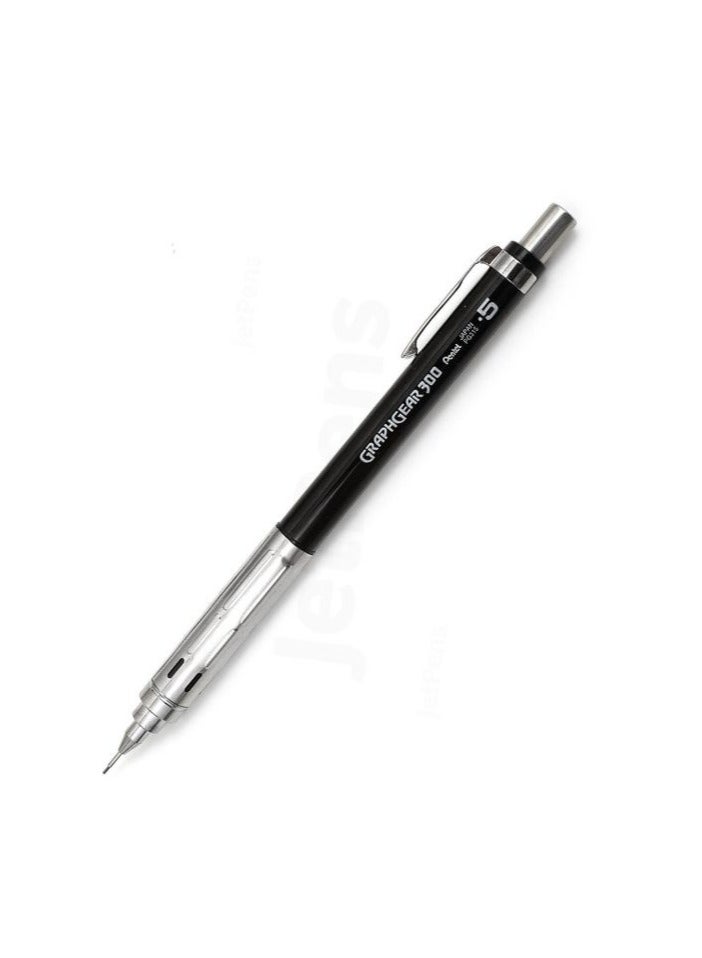 Pentel قلم رصاص ميكانيكي 0.5 مم طرف أسود برميل 1 قطعة جراف جير 300 - Image 1