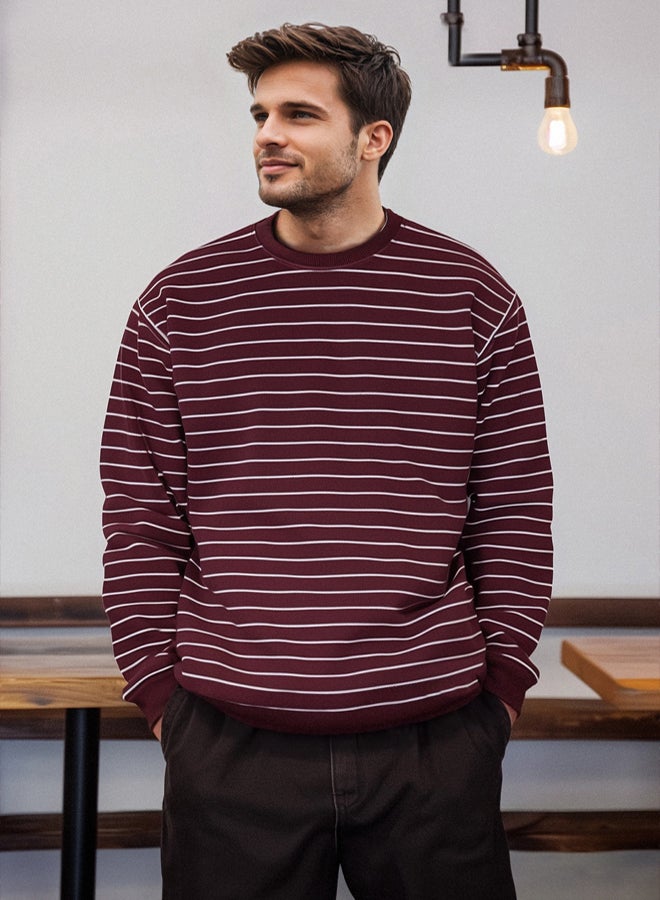 trendyol Burgundy Oversize/Wide Cut Soft Textured Unmarked Sweatshirt - Image 1