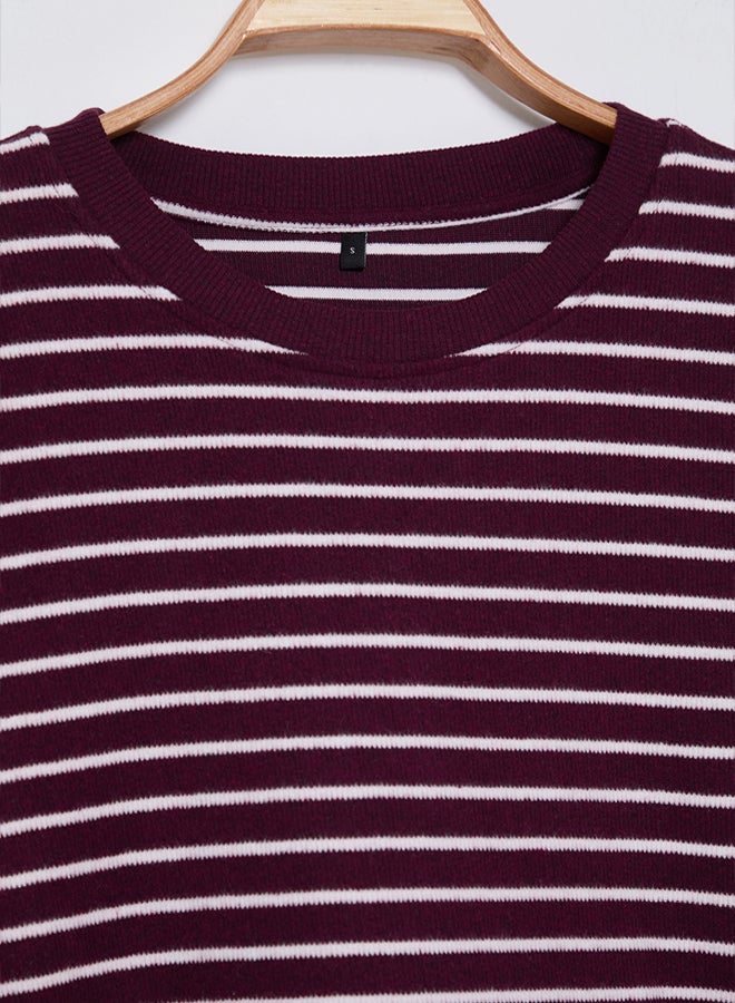 trendyol Burgundy Oversize/Wide Cut Soft Textured Unmarked Sweatshirt - Image 3