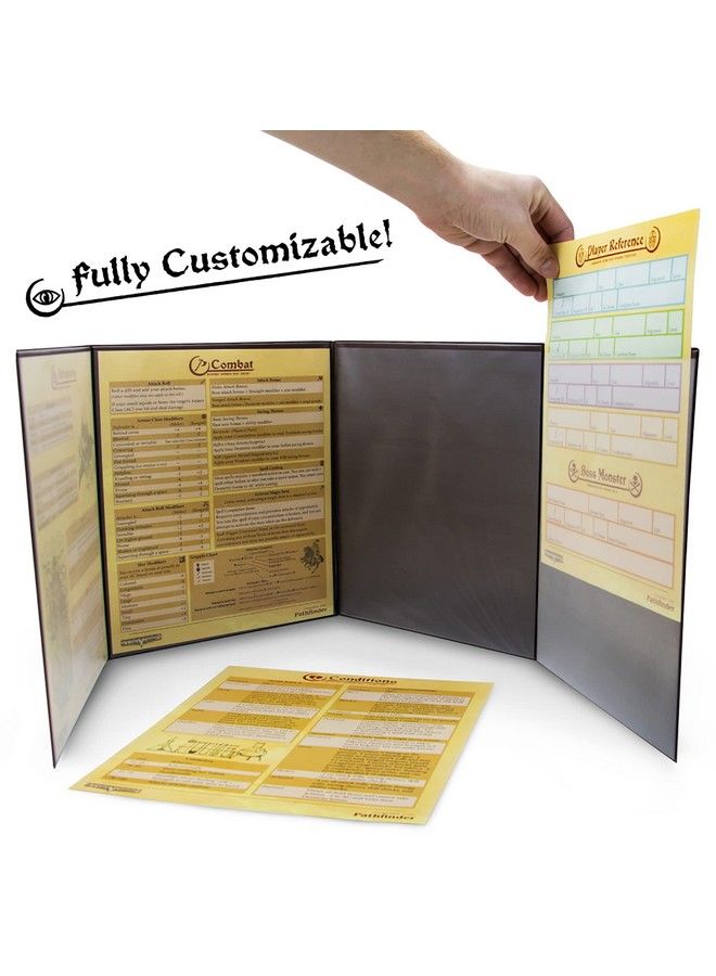 The Master Tome 4Panel Customizable Gm Screen With Free Inserts Dry Erase, Dungeon & Game Master Accessory For Tabletop Rpg Campaigns (Red)