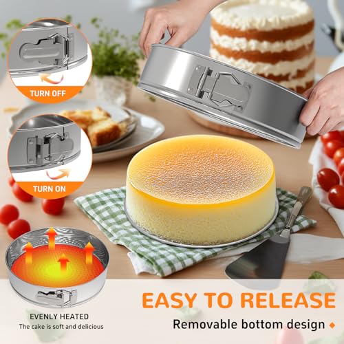 ZeroPone 9 Inch 304 Stainless Steel Springform Pan with Removable Bottom, Nonstick Round Spring Form Cheesecake Pan with 30 Pcs Parchment Paper Liners - Image 3