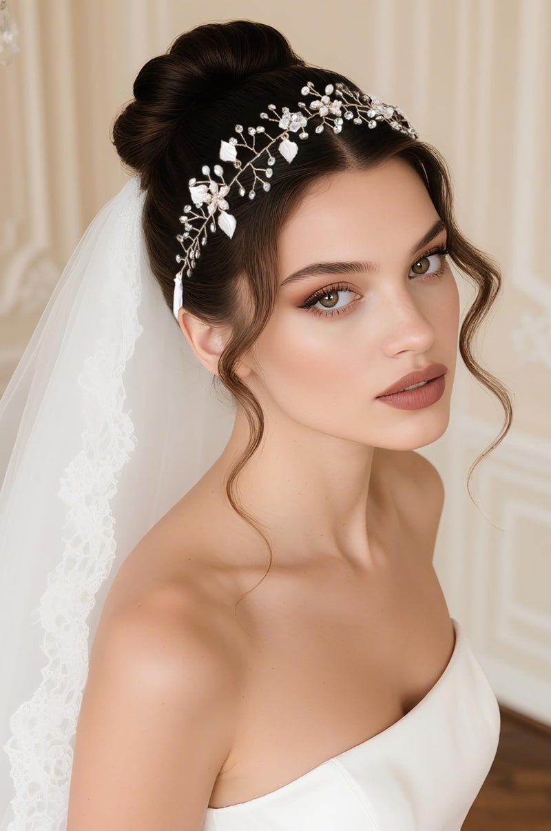 Coucoland Flower Girl Fairy Headpiece - First Communion Crystal Crown Tiara Hair Piece Baby Breath Headband for Wedding Brides Bridal Hair Accessories - Image 3
