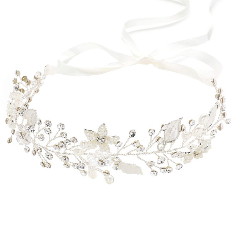 Coucoland Flower Girl Fairy Headpiece - First Communion Crystal Crown Tiara Hair Piece Baby Breath Headband for Wedding Brides Bridal Hair Accessories - Image 1