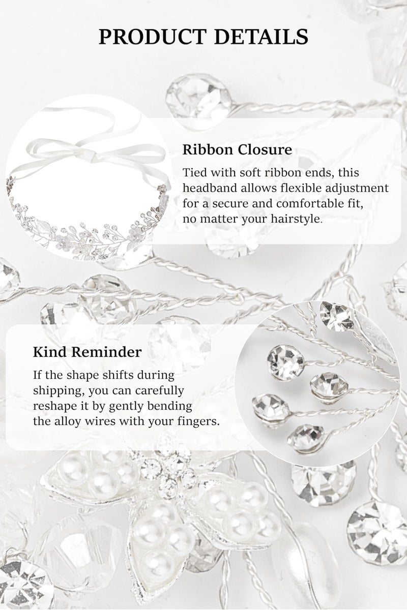 Coucoland Flower Girl Fairy Headpiece - First Communion Crystal Crown Tiara Hair Piece Baby Breath Headband for Wedding Brides Bridal Hair Accessories - Image 4