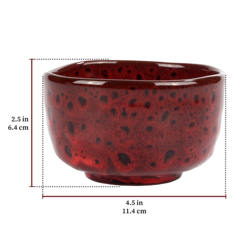 BambooMN Matcha Traditional Tea Bowl  Deep Red with Black  1 Piece - Image 3