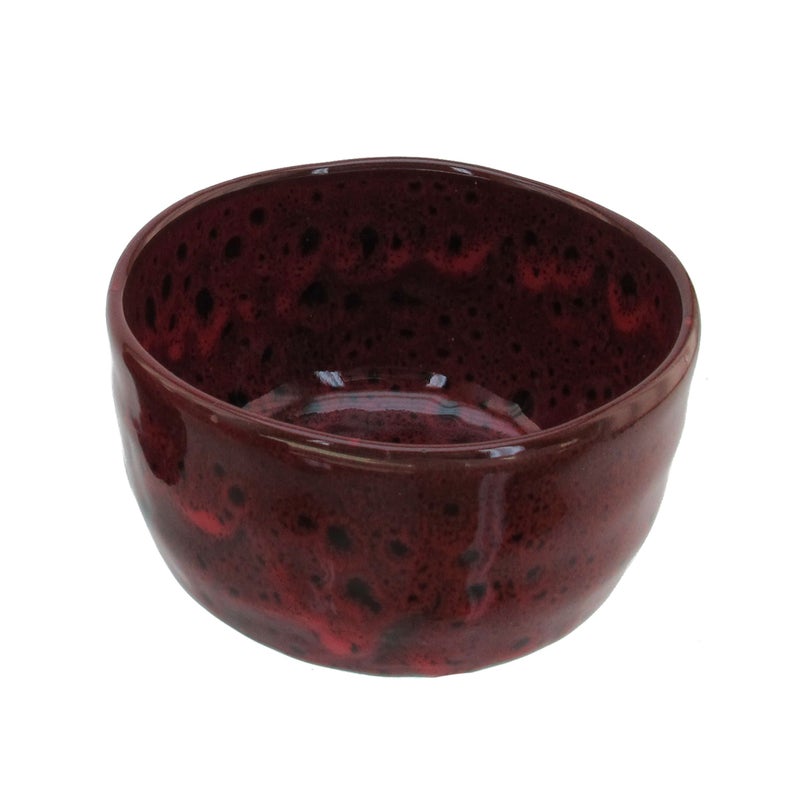BambooMN Matcha Traditional Tea Bowl  Deep Red with Black  1 Piece - Image 1