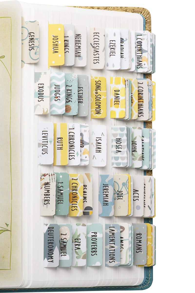 DiverseBee Laminated Bible Tabs (Large Print, Easy to Read), Bible Journaling Book Tabs, Christian Gift, 66 Bible Tabs Old and New Testament, Includes 11 Blank Tabs - Adventure Theme - Image 1