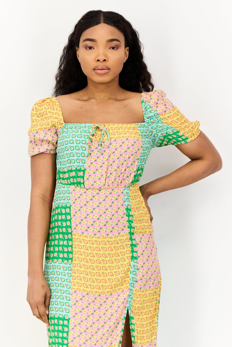 ONLY فستان ميدي مزخرف بالورود للنساء، متعدد الألوان - Image 4