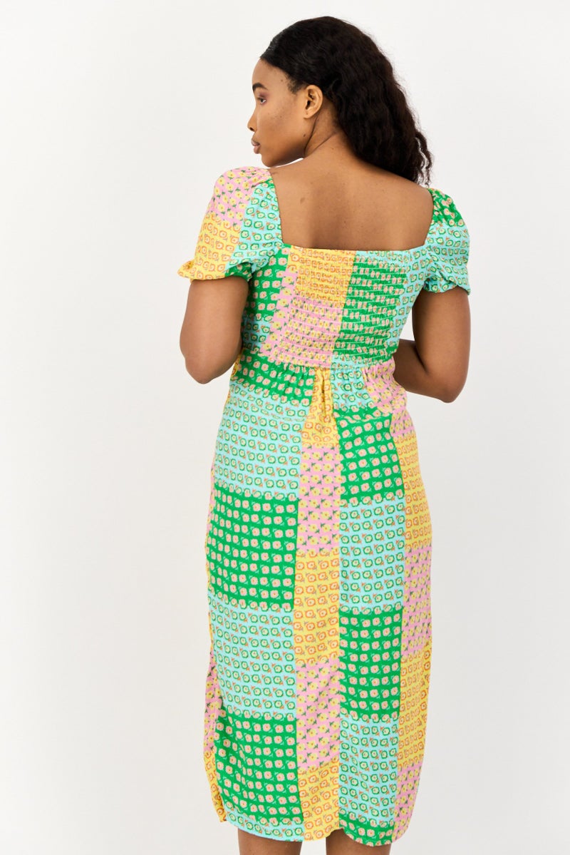 ONLY فستان ميدي مزخرف بالورود للنساء، متعدد الألوان - Image 3