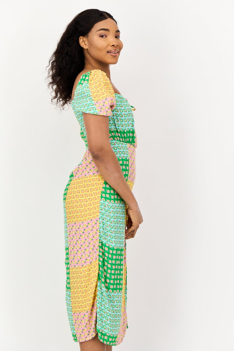 ONLY فستان ميدي مزخرف بالورود للنساء، متعدد الألوان - Image 2