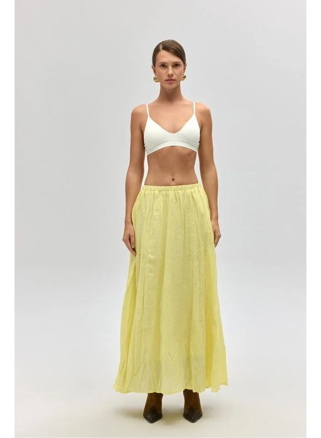 Bohemai  Jayla Crinkled Detail Yellow Long Skirt. for Women | Best Price UAE