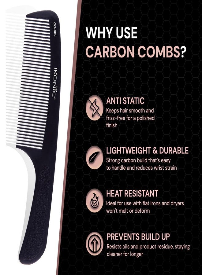 IKONIC CARBON COMB - CC-002 BLACK - Static free, Thermal and Hygienic Styling, with well distributed teeth perfect for any hair type, comes with a comfortable handle - Image 2