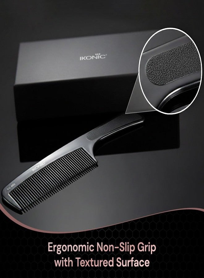 IKONIC CARBON COMB - CC-002 BLACK - Static free, Thermal and Hygienic Styling, with well distributed teeth perfect for any hair type, comes with a comfortable handle - Image 5