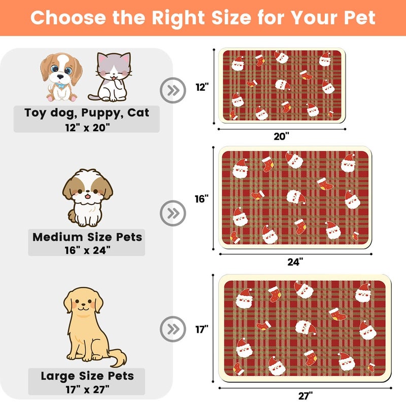 DK177 Pet Feeding Mat-Absorbent Pet Placemat for Food and Water Bowl, with Waterproof Rubber Backing, Quick Dry Water Dispenser Mat for Dog and Cat (24"x16", Christmas) - Image 2