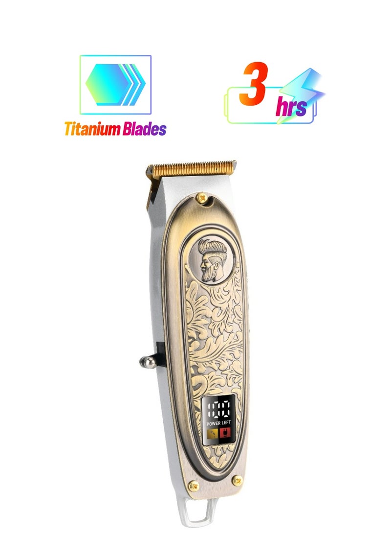 GREEN LION Gentleman Hair Trimmer with 6500 RPM and LED Display / 4 Comb Sizes / Titanium Coated Blade / Fast and Efficient Grooming Tool / Type-C Trimmer / Powerful Motor - Gold - Image 1