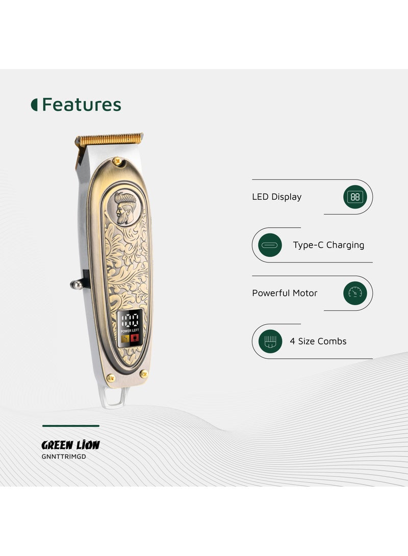 GREEN LION Gentleman Hair Trimmer with 6500 RPM and LED Display / 4 Comb Sizes / Titanium Coated Blade / Fast and Efficient Grooming Tool / Type-C Trimmer / Powerful Motor - Gold - Image 2