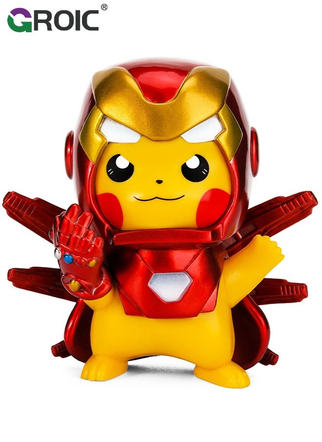 GROIC 3.9'' Anime Figure - Iron Man Pikachu Action Figure Toy, Thanos Gloves, Steel Pickup, Pikachu Series Figures, Model Figure for Collection and Display Decoration Gift for Desktop, Car, Kids & Adults  - Image 1