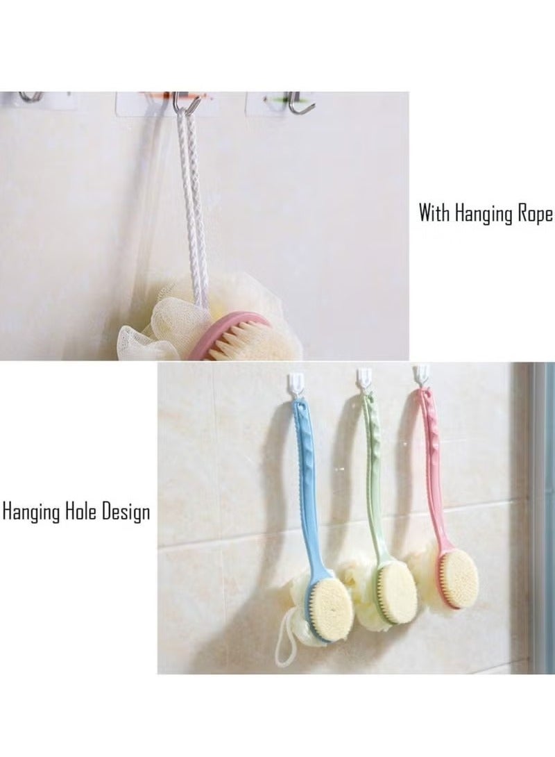 Body Brushes with Bristles and Loofah Bath Brush for Skin Exfoliating Bath, Massage Bristles Suitable for Wet or Dry, with Long Handle Back Scrubber for Shower for Men and Women - Image 2