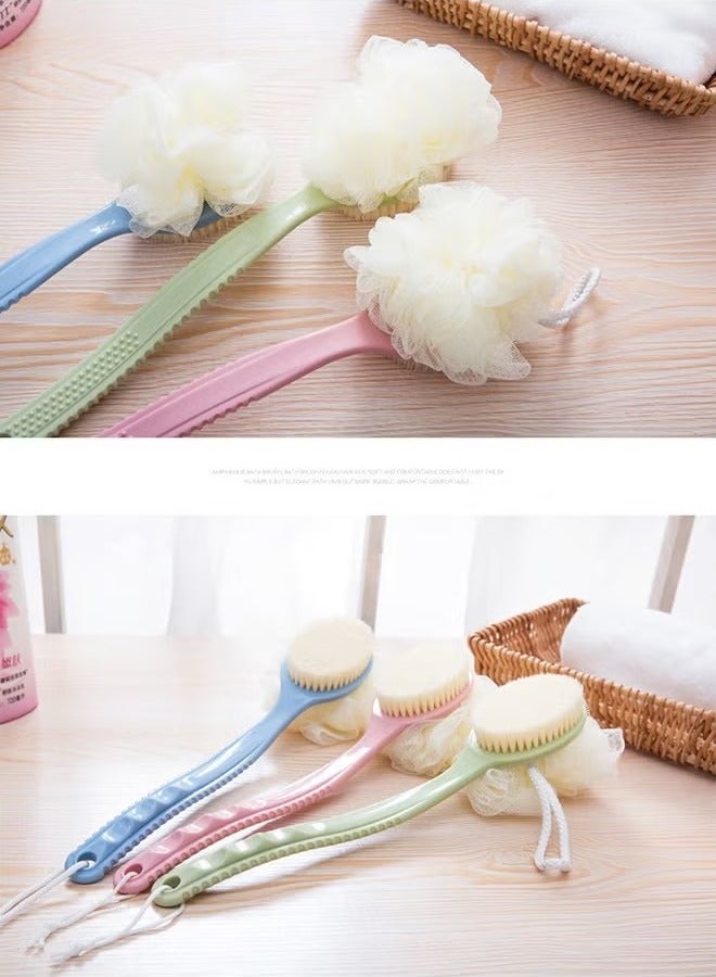 Body Brushes with Bristles and Loofah Bath Brush for Skin Exfoliating Bath, Massage Bristles Suitable for Wet or Dry, with Long Handle Back Scrubber for Shower for Men and Women - Image 3