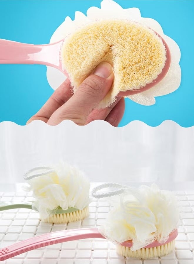 Body Brushes with Bristles and Loofah Bath Brush for Skin Exfoliating Bath, Massage Bristles Suitable for Wet or Dry, with Long Handle Back Scrubber for Shower for Men and Women - Image 4