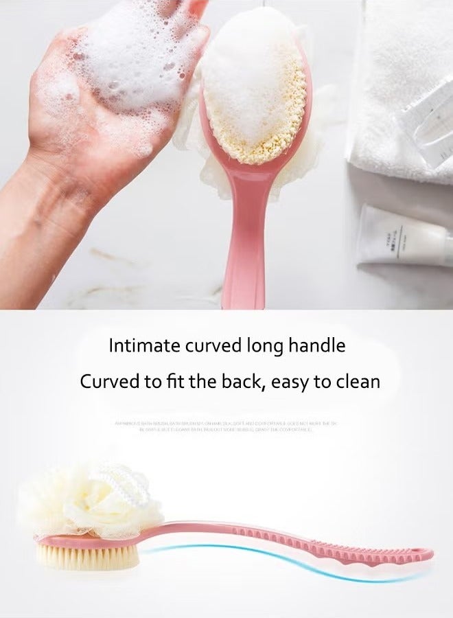 Body Brushes with Bristles and Loofah Bath Brush for Skin Exfoliating Bath, Massage Bristles Suitable for Wet or Dry, with Long Handle Back Scrubber for Shower for Men and Women - Image 5