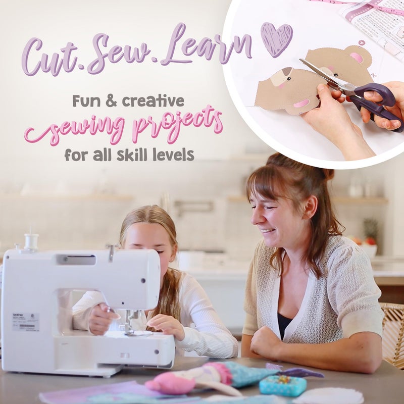 kullaloo - Sewing Kit for Kids & Beginners - Cut & Sew Fabric Panel â€“ Sewing Patterns Pre-Printed on The Fabric - DIY Rag Doll Kit with Clothes - Betsy Bear Sewing Project - Incl. Video Instructions - Image 2