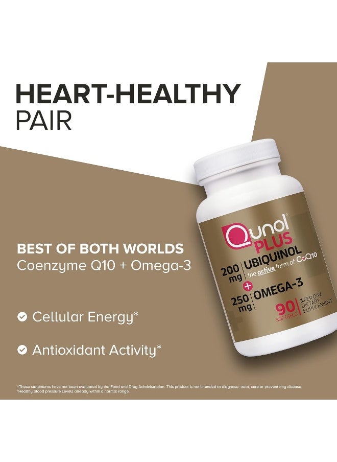 Qunol Plus Ubiquinol + Omega 3, Ubiquinol CoQ10 200mg with 250mg Omega-3 Fish Oil, Extra Strength, Antioxidant for Heart Health, Natural Supplement for Energy Production, (Bovine Version), 90 Count - pzsku/ZA759889D310A0B75326BZ/45/_/1725942641/2e82a0fd-3006-4c53-b8eb-3b60a50036a3