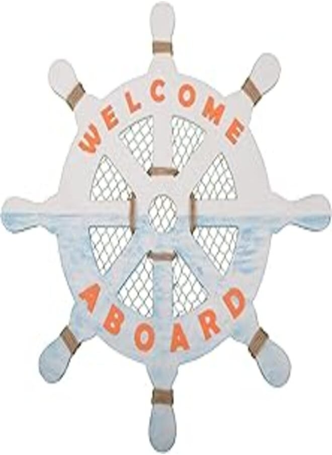 Momentum Momentum Wooden Ship Wheel Wall Décor Item, Welcome Aboard 