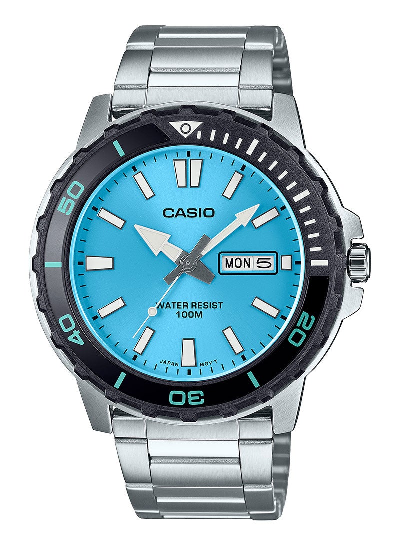ساعة كاسيو رجالية MTD‑125D‑2A3VDF سبورت – مقاومة 100 م | سوار ستانلس ستيل | قرص أزرق