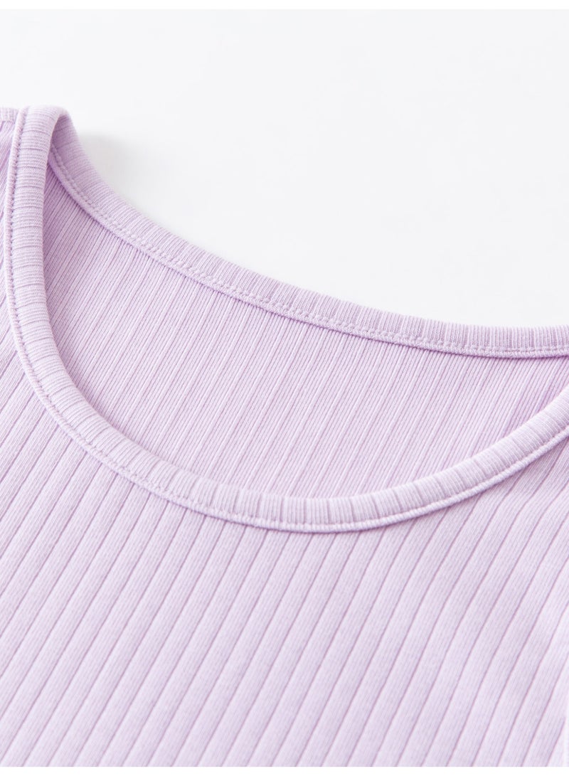 ميني بالا شرشرة لفتيات ذات أنابيب ناعمة، طوق رباعي، بلا أكمام، قطعة مرنة وقابلة للتنفس، акцент لطيف، مثالية للارتداء اليومي والطبقات الملبس للفتيات - Image 3